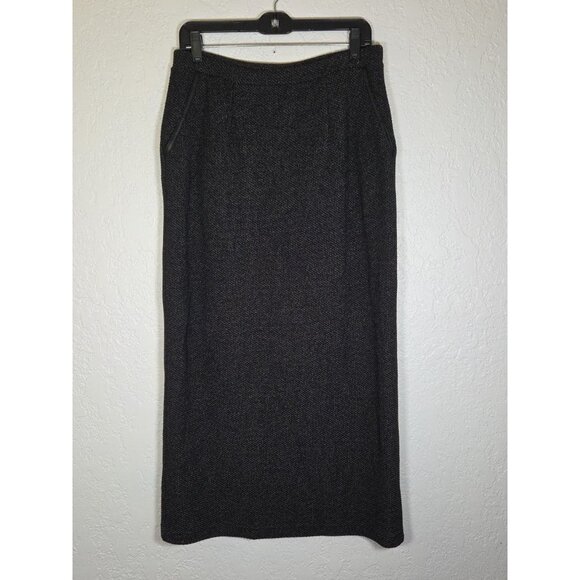 Women's Emma & James Long Pencil Skirt Medium Brown Pockets Leather Trim - Picture 1 of 7